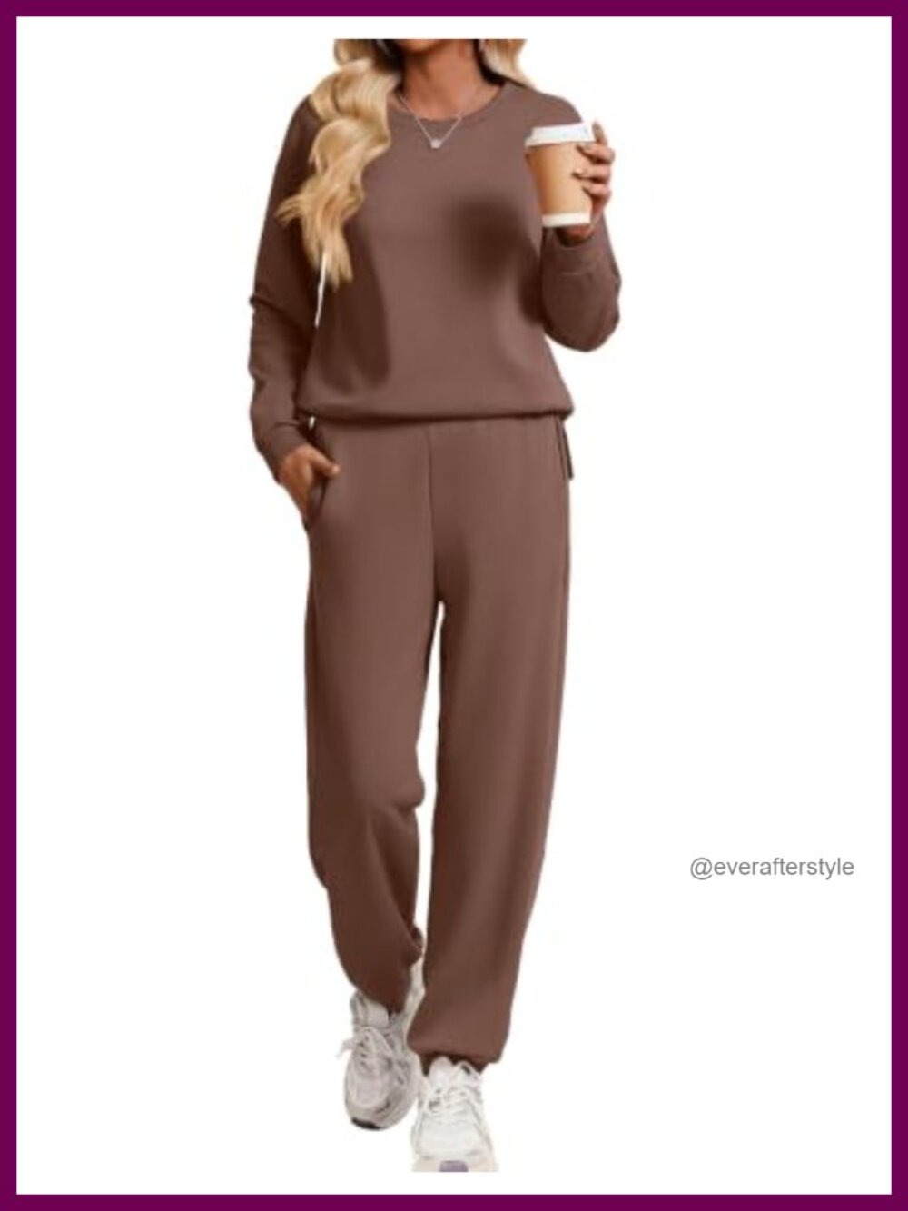 Ekouaer 2 Piece Lounge Set Cotton Blend Crewneck Jogger Pants Fall Outfits